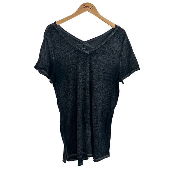 Time And Tru Heather Gray Short Sleeve Tee Shirt Size XL V-neck Lightweight - Picture 1 of 7